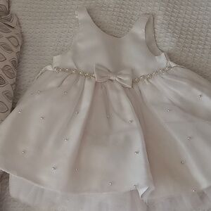 American Princess White Dress with Pearl and Bow Details